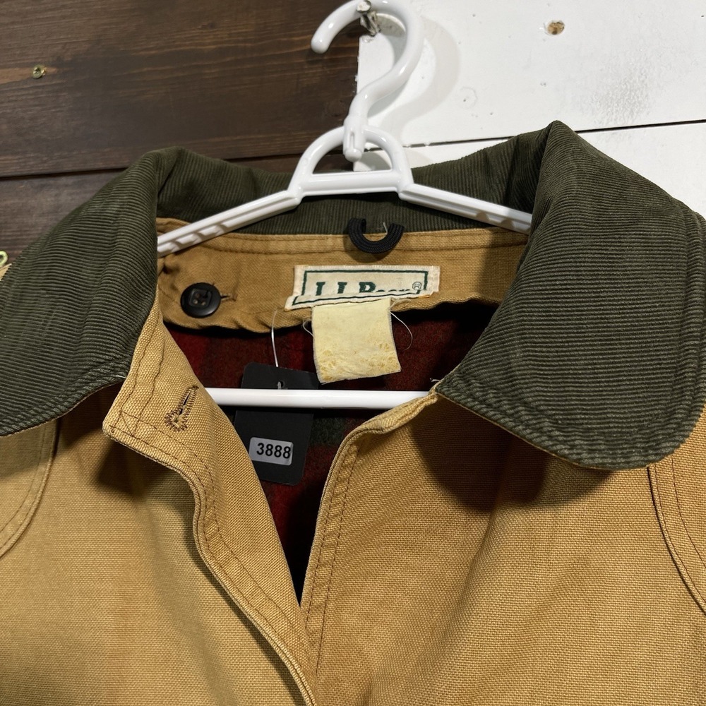 Vintage 80s LL Bean Womens Large Oversized‎ Jacket Canvas Plaid Chore Jacket - Picture 6 of 12